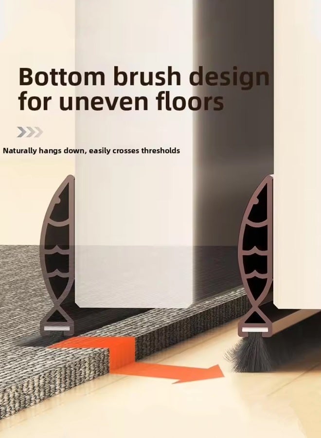 JACIRCLE Door Bottom Sealing Strip,93cm – Durable Hard Material with Double Soundproof Chambers, Detachable Noise-Reducing Wool Strip, Strong Adhesive, Anti-Dust, Wind & Insect Proof – Ideal for Home, Office, Apartment & Store Use(Brown) - Image 2